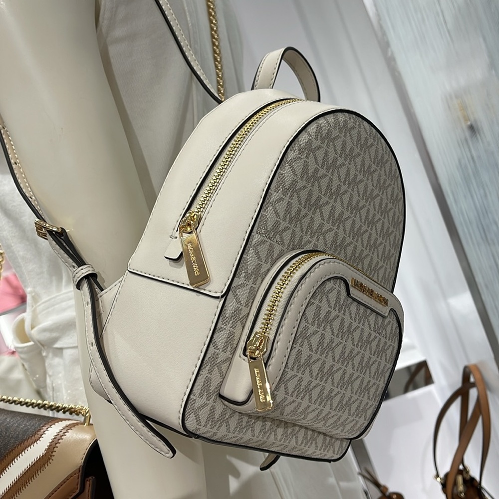 Michael Kors Ladies Backpack Bag Jaycee XS Conv Zip Backpack Light Cream Multi - Picture 16 of 16